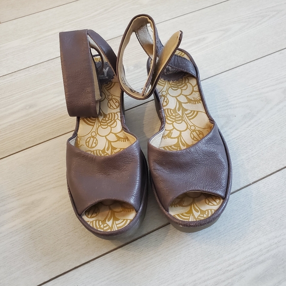 Fly London Yula Wedge Pump Purple Brown Sandals 6.5 - Picture 4 of 5